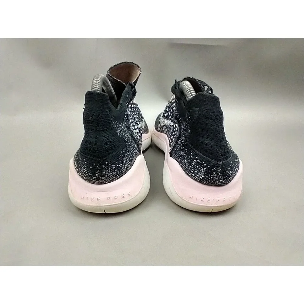 Nike Womens 9.5 Free RN Flyknit 942839-007‎ Black Pink Running Shoes Sneakers